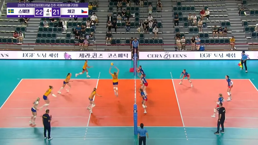 Utkání českých volejbalistek se Švédskem na přípravném turnaji v Čindžu