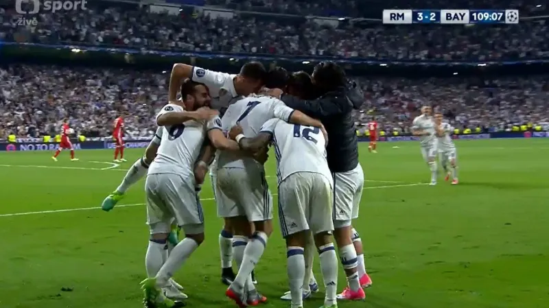 Gól v utkání Real Madrid - Bayern Mnichov: Ronaldo - 3:2 (109. min.)