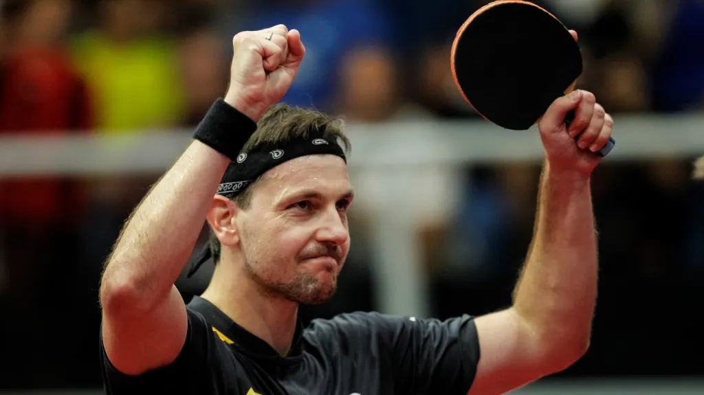 Timo Boll se raduje z vítězství