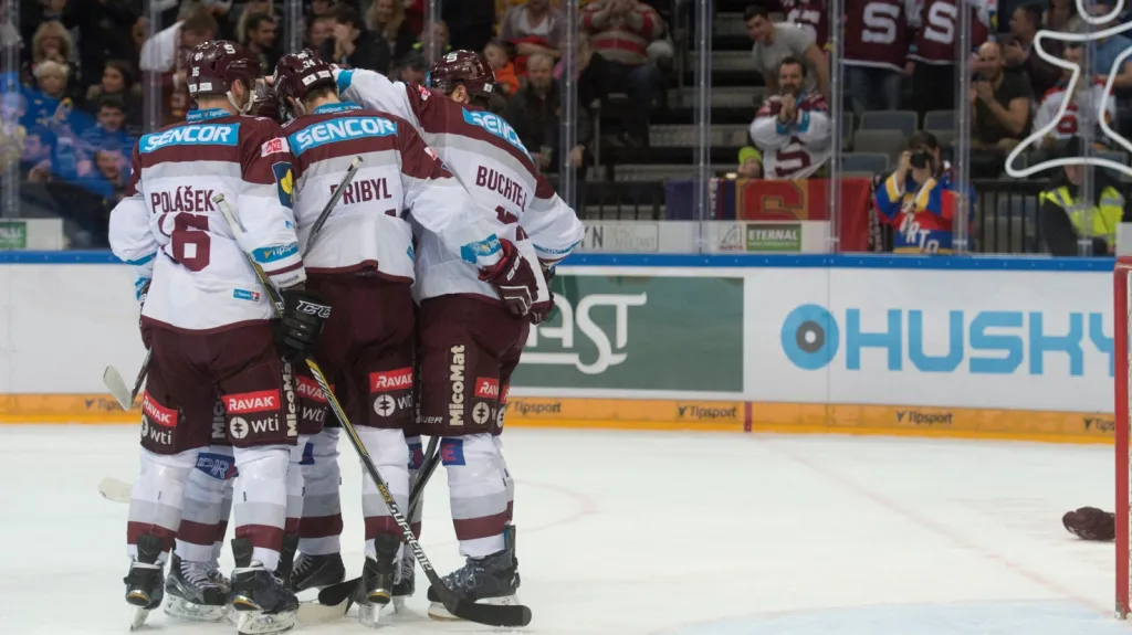 Radost hokejistů Sparty Praha