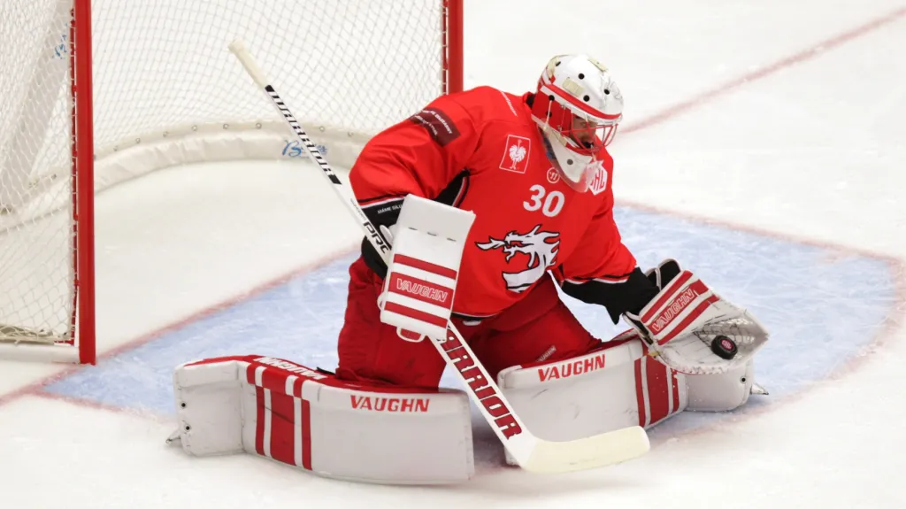 Třinecký brankář Šimon Hrubec