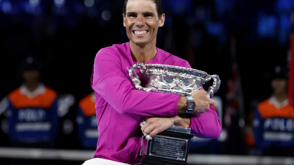Radující se grandslamový rekordman ve dvouhře Rafael Nadal