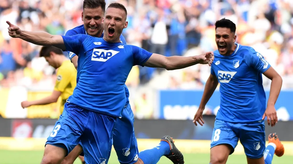 Pavel Kadeřábek z Hoffenheimu slaví vstřelenou branku