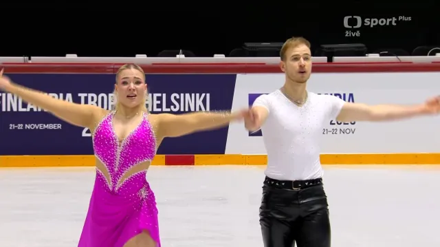 Rytmický tanec Natálie a Filipa Taschlerových na GP ve Finsku