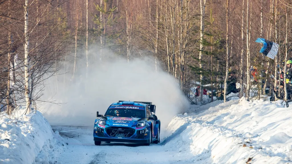Estonec Tänak při Švédské rallye