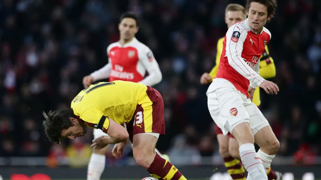 Tomáš Rosický z Arsenalu v utkání s Burnley