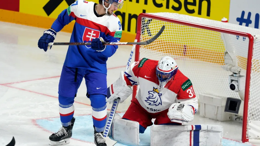 Šimon Hrubec v utkání proti Slovensku na MS