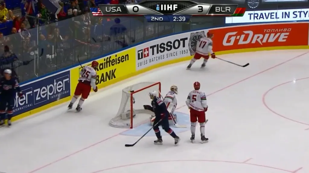 Gól v utkání USA - Bělorusko: Nelson - 1:3 (38. min.)