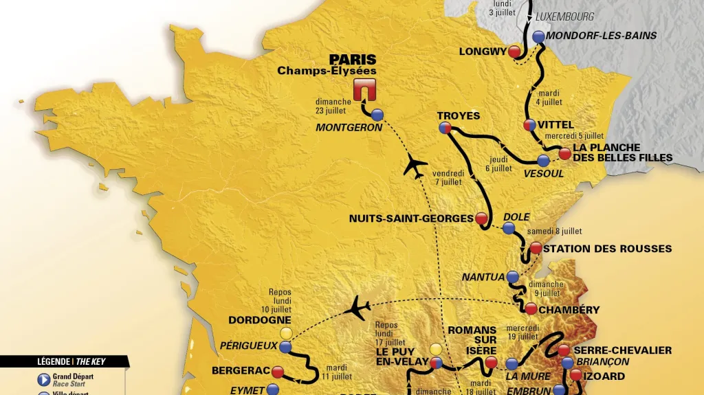 Mapa Tour de France 2017