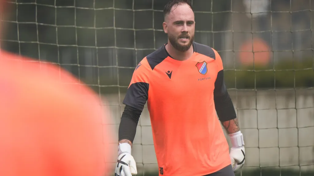 Dominik Holec na tréninku Baníku Ostrava