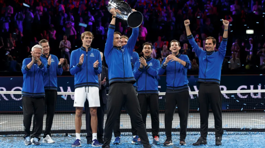 Tenisté výběru Evropy se radují ze zisku Laver Cupu