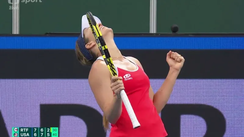 Závěrečný gem v utkání Pavljučenkovová – Collinsová