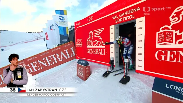 Jízda Zabystřana ve sjezdu ve Val Gardeně