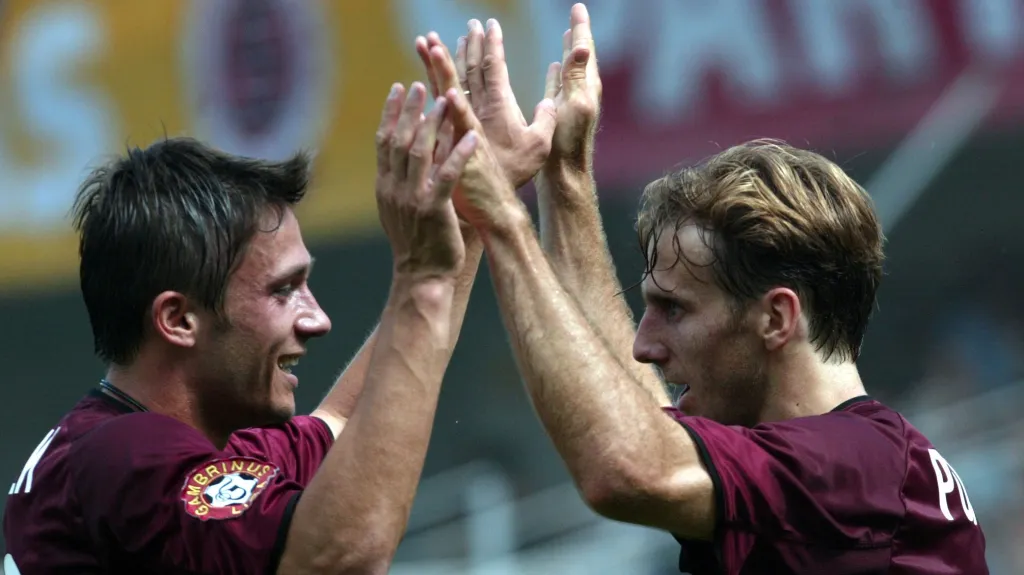 Miroslav Baranek s Karlem Poborským ve Spartě, 2002