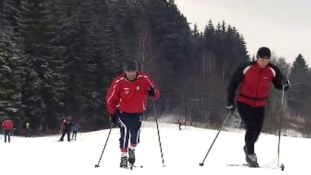 Brněnští fotbalisté na lyžích