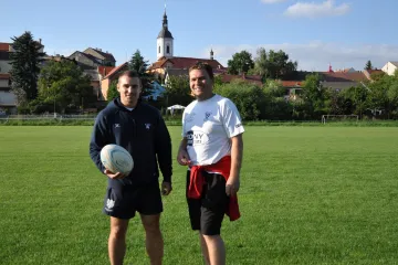 Trenér Říčan Martin Javůrek (vpravo) a asistent Jan Rohlík