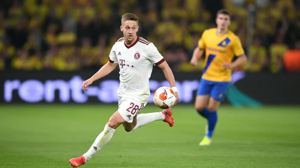 Tomáš Wiesner ze Sparty v utkání z Bröndby Kodaň