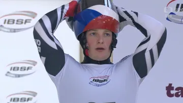 Jízda skeletonisty Timona Drahoňovského v Siguldě