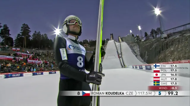 Skok Romana Koudelky v 1. kole na velkém můstku ve Falunu