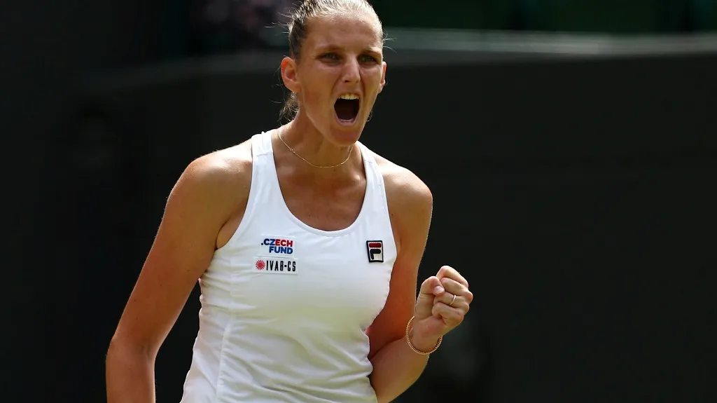 Karolína Plíšková se raduje z vítězství ve 3. kole Wimbledonu