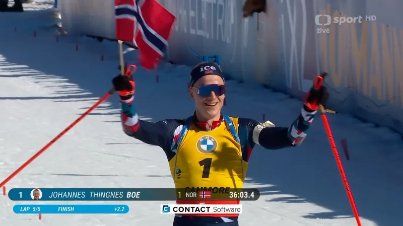 Sestřih závodu s hromadným startem biatlonistů SP v Canmore