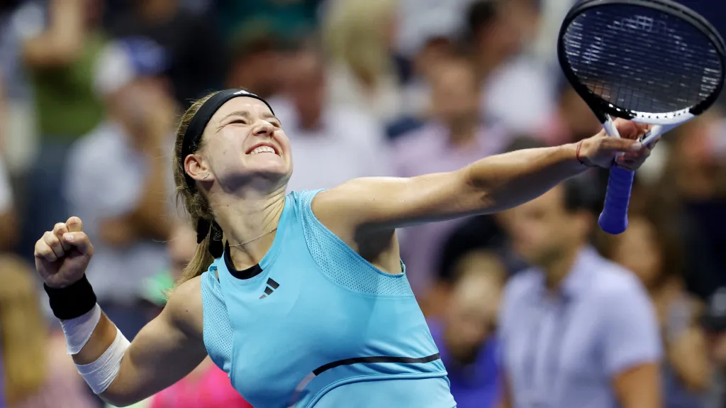 Karolína Muchová se raduje z postupu do semifinále US Open