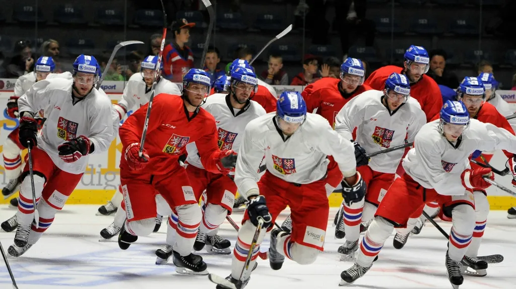 Česká hokejová reprezentace během tréninku před MS
