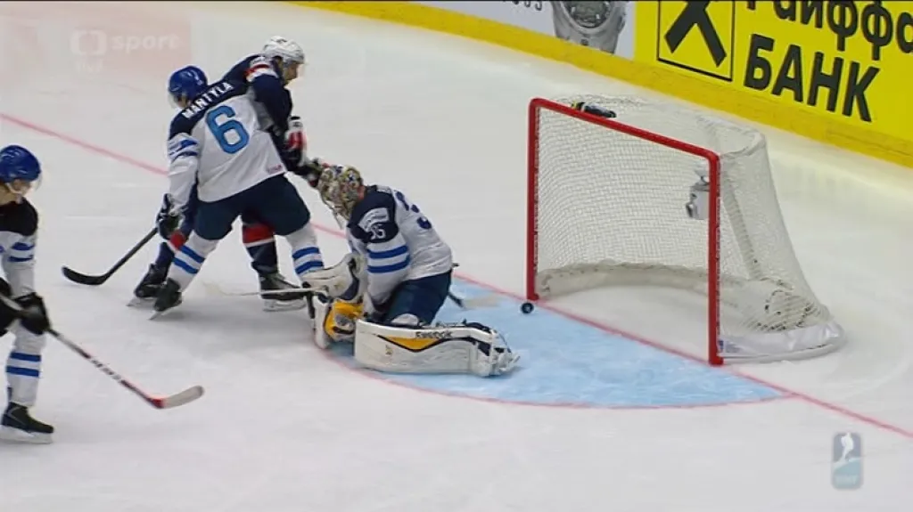 Gól v utkání USA - Finsko: Bonino - 4:1 (47. min.)