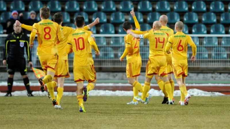 Fotbalisté Dukly se radují z třetího gólu