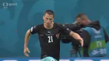 Gól v utkání Rakousko - Severní Makedonie: Lainer - 1:0 (18. min.)