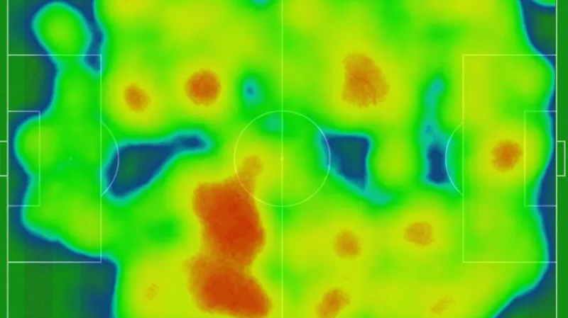 Heatmapa českého týmu