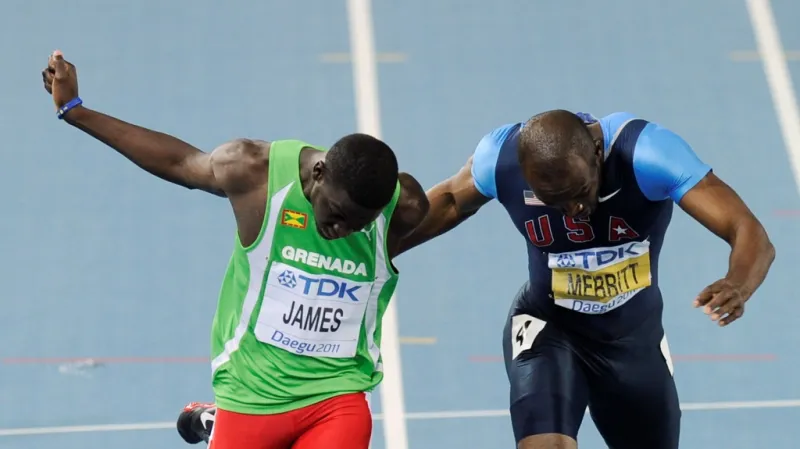 Soubojv Grenaďana Kirani Jamese s Američanem LaShawnem Merrittem