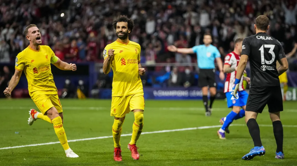 Mohamed Salah slaví trefu proti Atlétiku