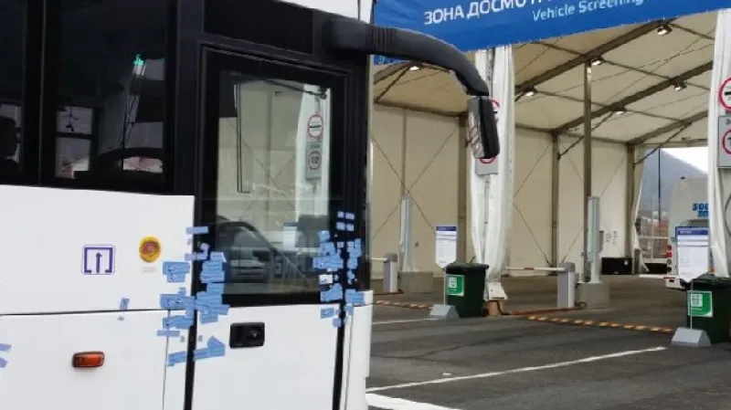 Zapečetěný autobus na ZOH v Soči