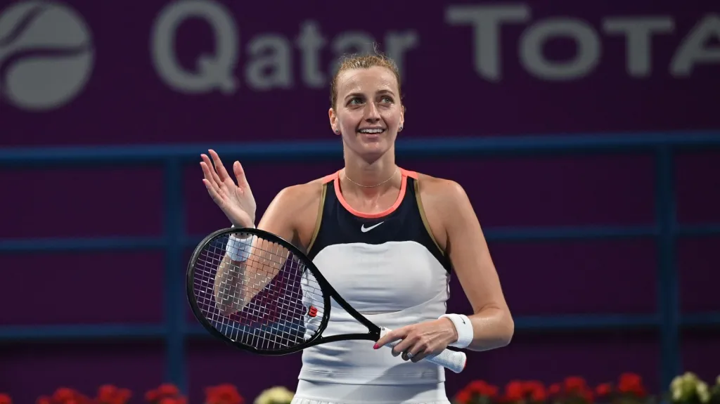 Petra Kvitová se raduje z postupu na turnaji WTA v Dauhá