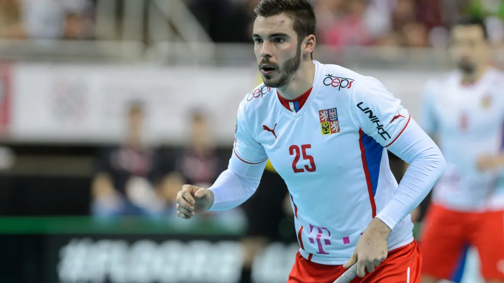 Český florbalista Tom Ondrušek