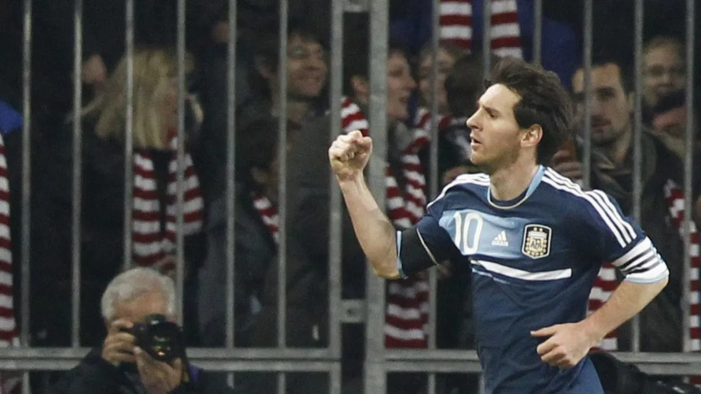 Messi slaví gól za Argentinu