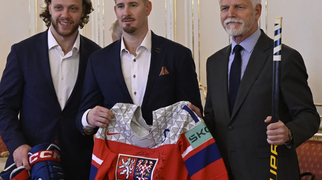 Pastrňák a Červenka s prezidentem Pavlem