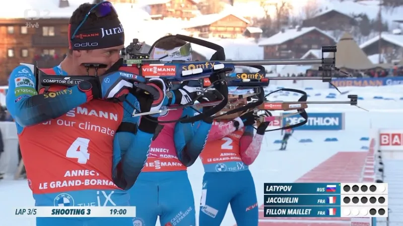 Sestřih stíhacího závodu biatlonistů SP v Annecy