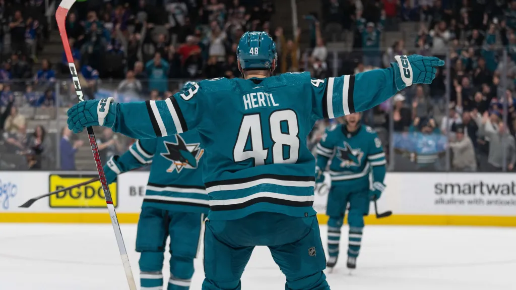 Tomáš Hertl se raduje z branky