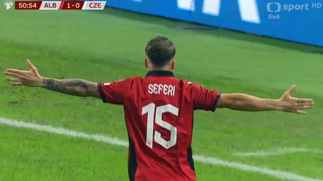 Gól v utkání Albánie – Česko: Seferi – 2:0 (51. min.)