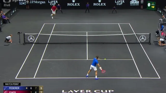 Závěr super tie-breaku v utkání Isner - Federer