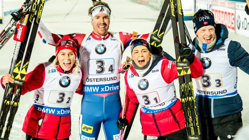 Sestřih závodu smíšených štafet z Östersundu