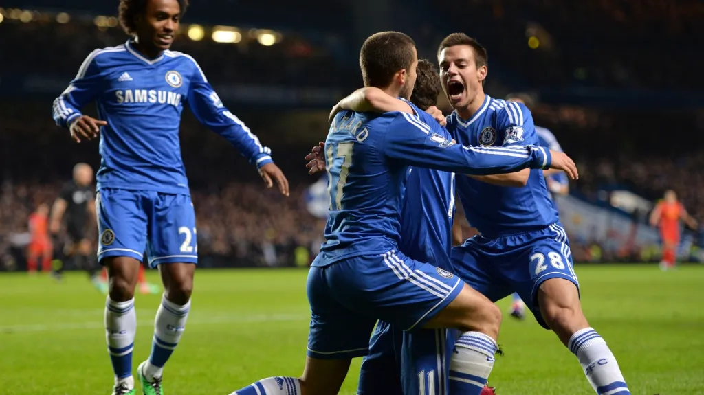 Radující se fotbalisté Chelsea
