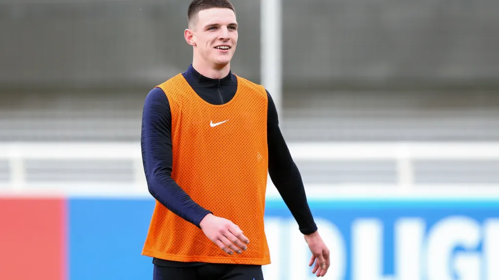 Declan Rice na tréninku anglické reprezentace