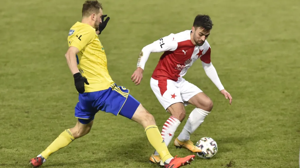 David Hovorka ze Slavie v utkání se Zlínem