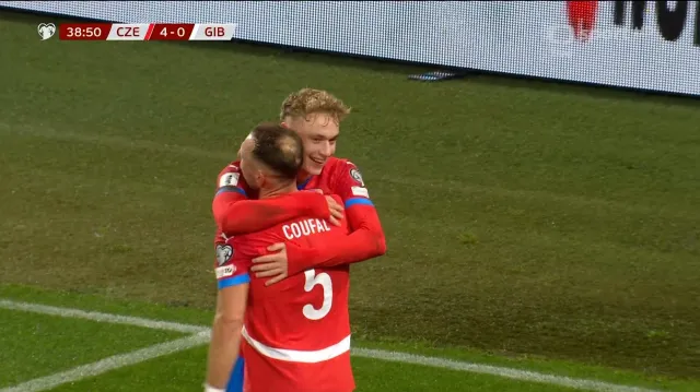 Gól v utkání Česko – Gibraltar: Karabec – 4:0 (39. min.)