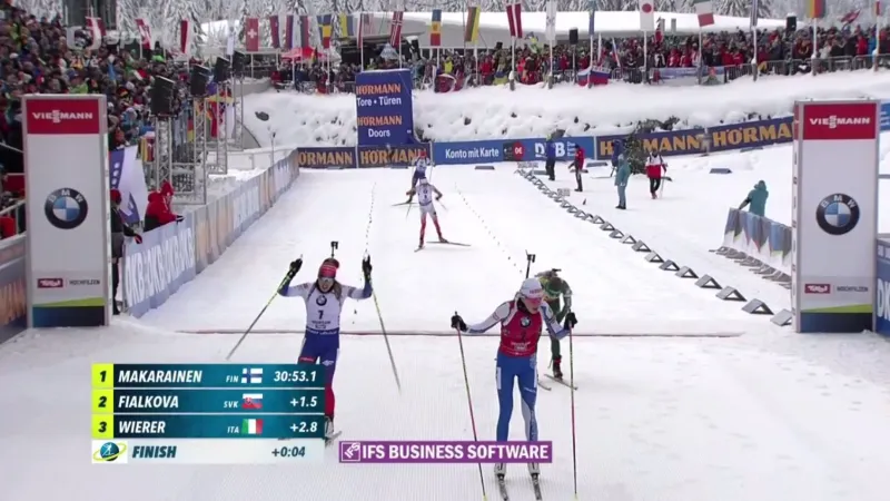 Sestřih stíhacího závodu biatlonistek v Hochfilzenu