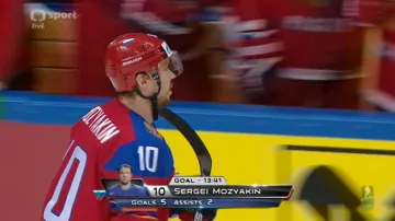 Gól v utkání Rusko - USA: Mozyakin - 2:0 (14. min.)