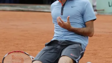 Roger Federer slaví vítězství